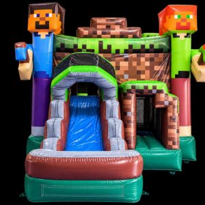 #177 = Pixeled Block Combo with Slide 28’L x 15’W x 13’H